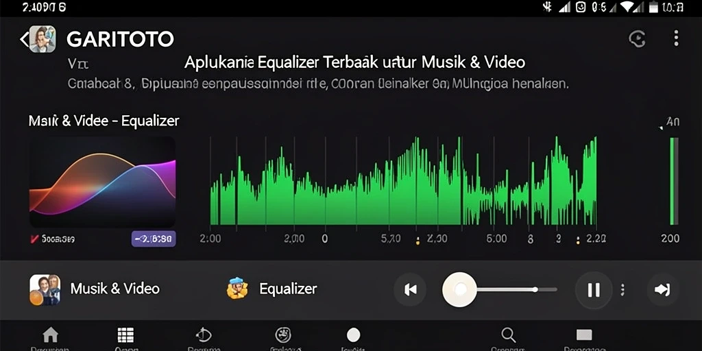 Antarmuka aplikasi GARITOTO dengan fitur Equalizer yang intuitif.