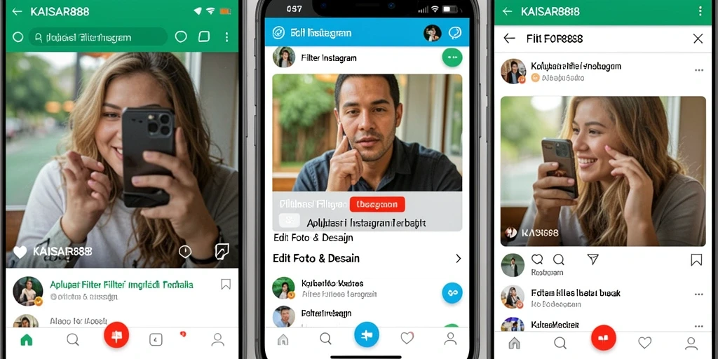 Tampilan antarmuka KAISAR888 dengan berbagai filter Instagram yang menarik.