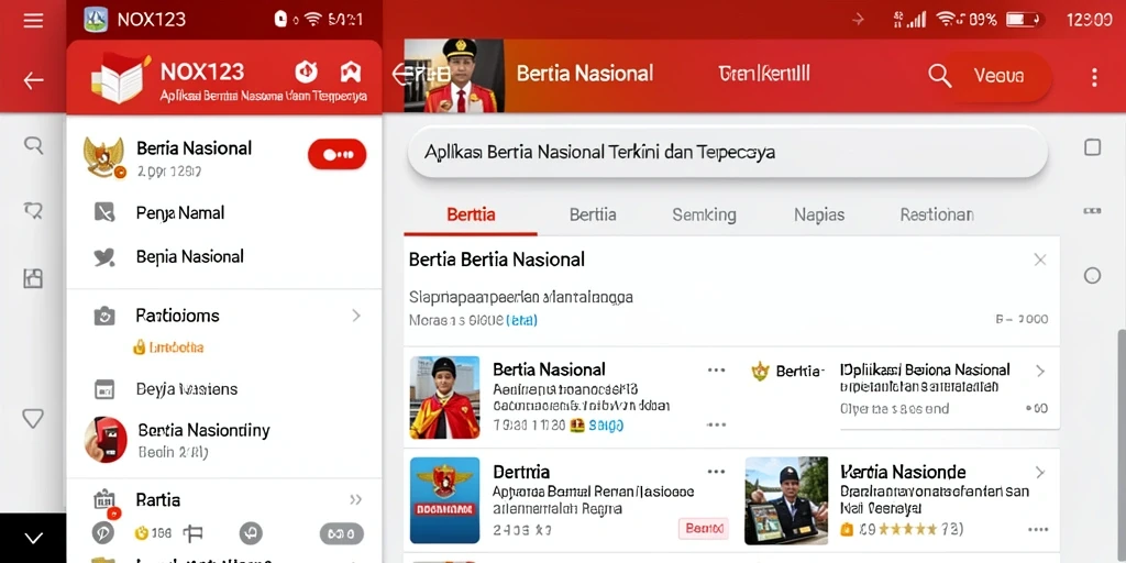 Tampilan antarmuka NOX123 yang menarik dan fungsional untuk berita nasional.