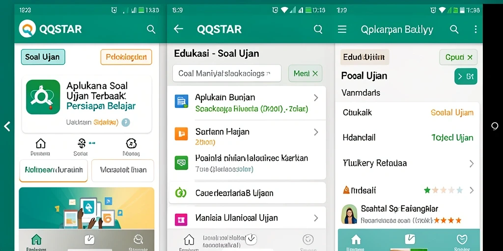 Antarmuka menarik dan interaktif dari aplikasi Soal Ujian QQSTAR.