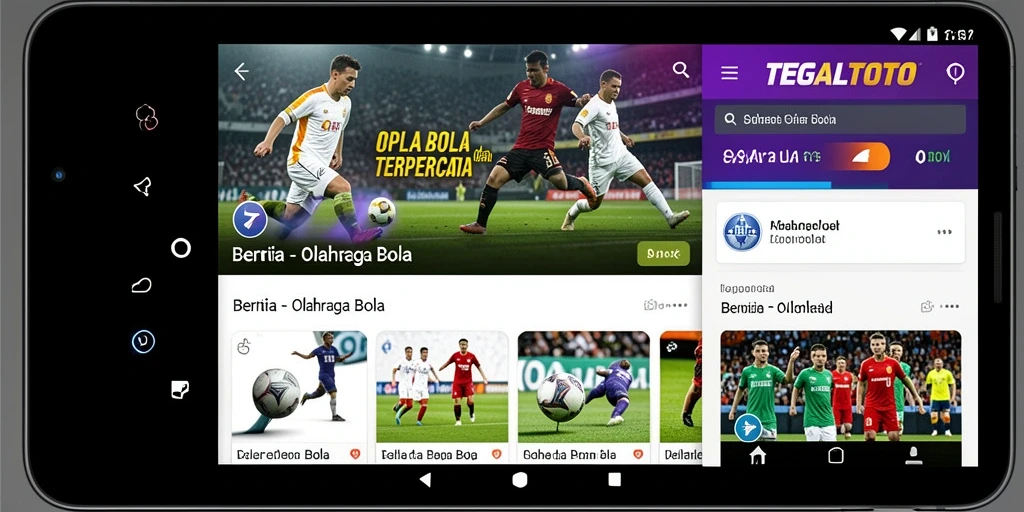 Antarmuka pengguna TEGALTOTO yang menampilkan berita olahraga bola.