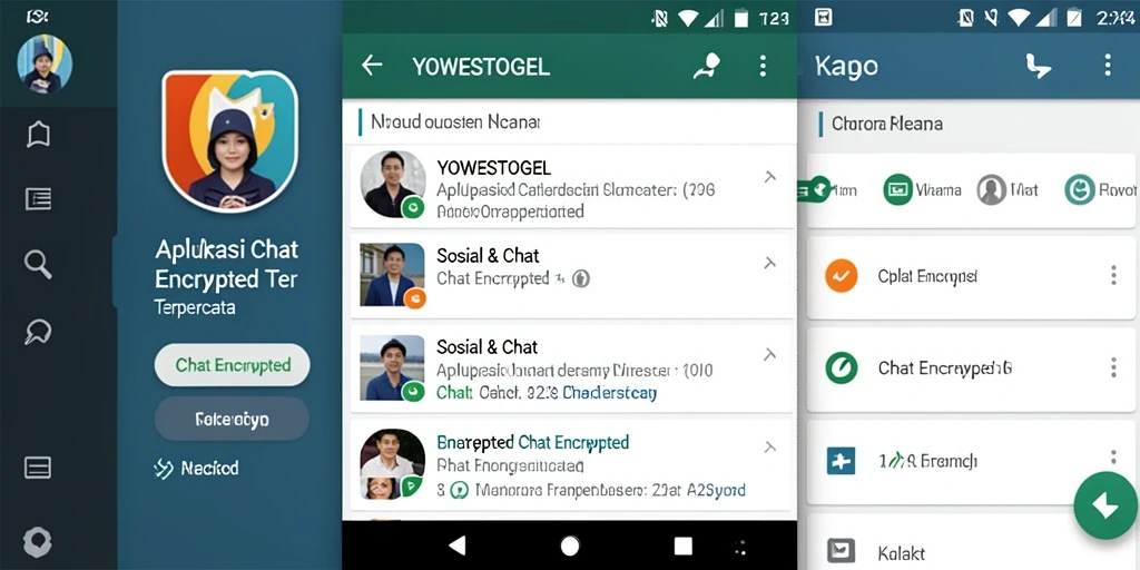 Antarmuka utama YOWESTOGEL menampilkan fitur Chat Encrypted yang modern.